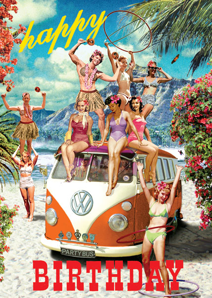 Happy Birthday Campervan Greeting Card by Max Hernn - Click Image to Close